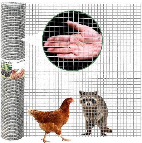 Gartist 1/2 in 48x100' Hardware Cloth – Hot-Dip Galvanized After Welding, 19GA Chicken Wire Fencing Roll for Snake, Raccoon & Fox Prevention