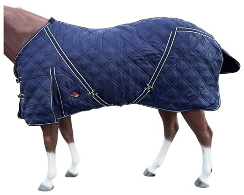 HILASON Western Horse Stable Blanket Quilted | Blankets for Winter Water Resistant Horses Blue 78 Inches