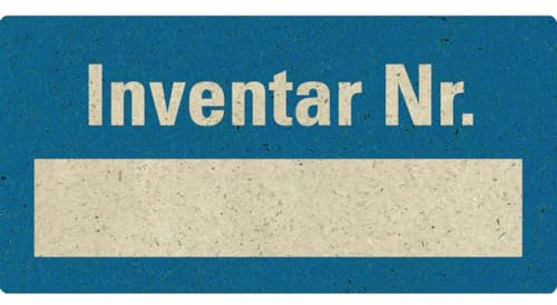 Dreifke® Inventaretikett Inventar-Nr., mit Beschriftungsfeld, blau, Graspapier, 40x20mm, 16 Stk.