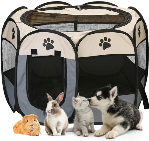 Pop-Up Foldable Pet Playpen, Breathable Mesh for Dogs, Cats, Kittens