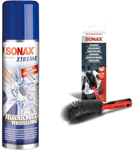 SONAX XTREME FelgenSchutzVersiegelung (250 ml) bildet einen effektiven Schutz gegen Bremsstaub & FelgenBürste (1 Stück) zur Entfernung
