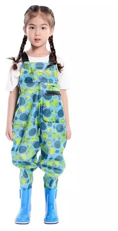 JCWGLY Kids Fishing Waders, PVC Hip Wading Boots for Boys and Girls 2-15 Years, Chest Waders with Boots for Outdoor Beach (Color : Style2, Size : 6-7 Years)