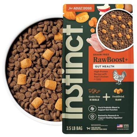 Instinct RawBoost Gut Health, Natural Dry Dog Food with FreshDried Raw, High Protein, Grain-Free Recipe - Real Chicken, 3.5 lb. Bag