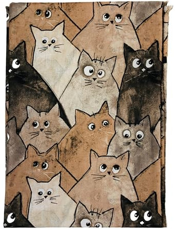 Walniverse Kuscheliger Winterschal für Damen mit Katzenmotiv – Weihnachtsgeschenke für Frauen, 200x70 cm, Jahrestagsgeschenk für Sie, Geburtstagsgeschenk für Tierliebhaber (Sandbraun)