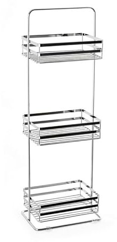 AWD Interior Standregal Metall Chrom – Kompaktes Regal mit 3 Drahtablagen, 75,5 cm hoch, in Silber, für Badezimmer, Küche oder Büro