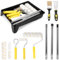 Paint Roller Set, 4/9 inch Painting Roller Extension Pole Paint Rollers and Trays Sets with Paintbrush Sponge Roller Plastering Scraper and Smoother
