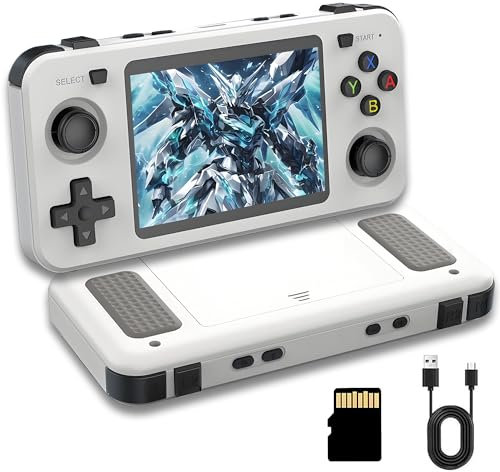 R36H Retro Handheld Gaming Console,15000+ Games with Open Source Linux System,23+Emulators,3.5-Inch IPS Screen Portable Game Console,2500mAh Battery,Exclusive horizontal,Gifts for Adult (White128G)