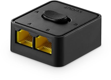 Binardat 10 Gigabit Network Switcher, 10G/5G/2.5G/1000M/100Mbps, Passive Ethernet Selector, in/Out to A Or B Network, Bidirectional Manual Switcher, No Power Required