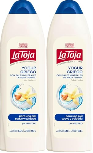 La Toja Gel de Ducha Yoghurt Griego, para una Piel Cuidada, Suave Aroma a Almendras, Cuidado y Suavidad, 600 ml (Paquete de 2)