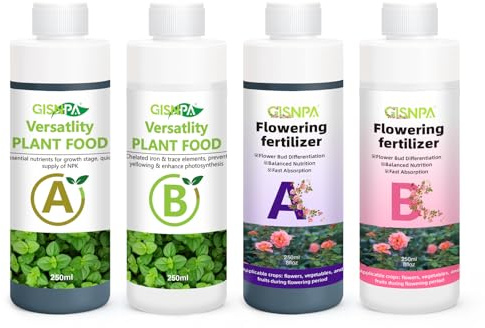A&B Plant Fertilizer, 250ML Hydroponics Nutrients & Potting Soil Food - Easy-Mix Liquid Plant Food for Healthier, Lush Potted Houseplants, Herbs, and Hydroponics Growing System