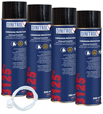 DINITROL® 3125 HS Cire anti-goutte à goutte pour cavité 4 aérosols de 500 ml et 1 buse d'extension de tuyau d'aérosol