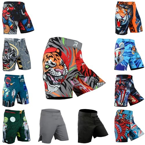 Roar Kids Mixed Martial Arts MMA Shorts BJJ Cross Training Gym Boxing Grappling Kickboxing Muay Thai Workout Shorts (Y-XSmall, Tiger)