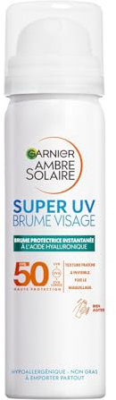 Garnier Ambre Solaire Super UV - Brume Solaire Protectrice Instantanée Visage et Cou - Protection & Anti-Pollution - Pour Tous Types de Peaux - 75 ml