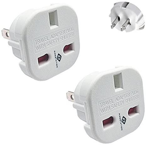 Pipestation UK to US Plug Adapter (2 Pack) | United Kingdom to USA Plug Adaptor x2 | UK 3-Pin - American 2 Flat Pin Adaptor | Power Travel Adapter for USA, Japan, Canada, Mexico, Thailand and More