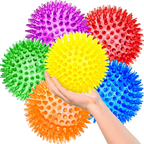 SHARLOVY 3,5 grande balle de jouets pour chiens, paquet de 6 Squeaky oys, durable pour les mâcheurs agressifs, balle pointue pour des dents propres et l’entraînement, jouets de récupération pour gran