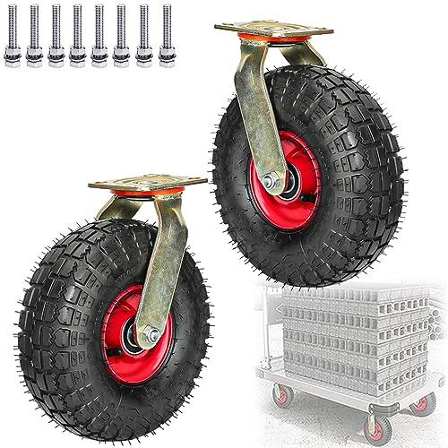 WORDFUN Wheelbarrow Tires, Heavy Duty Thermoplastic Rubber Wheel, Vacuum Style, Shock Absorption, Air Filled, Steel Plate Rubber Wheel, Commercial/Industrial Application