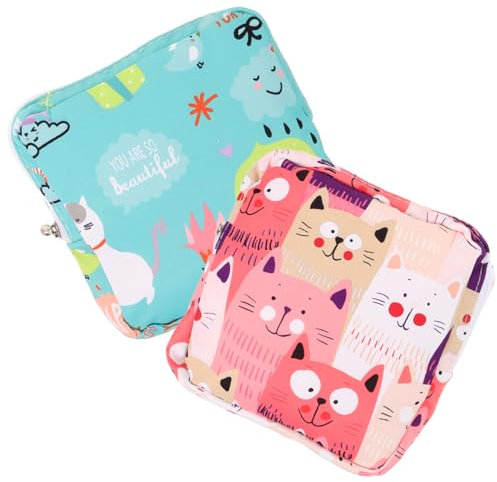 ABOOFAN Bolsa De Almacenamiento Para Compresas Menstruales Impermeable 2 Piezas Portátil Con Cremallera Resistente Para Viaje Oficina Y Escuela
