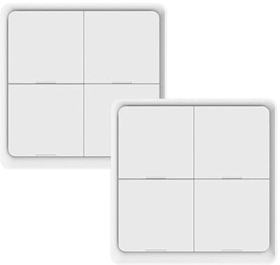 Homcloud confezione da 2 Interruttori intelligente a pulsante, 4 tasti, senza fili, adesivo, per automazioni o scenari,Tuya e Smart Life, funziona con Zigbee