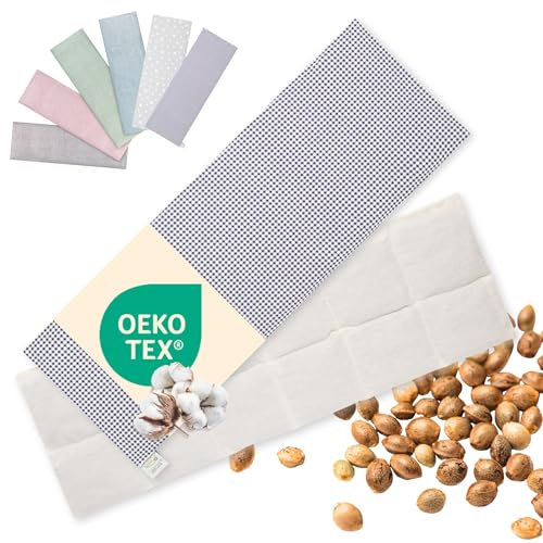Kirschkernkissen Mikrowelle XXL 60x20cm lang : OEKO TEX, bio schadstofffrei | Körnerkissen GROß (Bauch, Rücken, Schulter, Nacken) - Traubenkernkissen Wärmekissen Geschenk (Kariert)