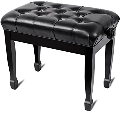 Taburete de piano de piel sintética, banco de piano ajustable en altura, taburete de piano usado para una sola persona con cojín de superficie de cuero grande, adecuado para práctica musical, 55 x 34