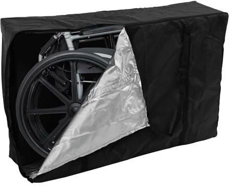 Folding Wheelchair Storage Bag 110x74x28cm Oxford Cloth Rollator Travel Wheelchair Cover Waterproof Storage Portable Stroller Wheelchair Carrier Chair Transportation Bag for Car and Airplane