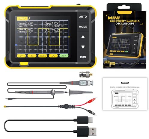 DeWin Oscilloscope numérique Portable DSO152, écran TFT 2,8 Pouces, taux d'échantillonnage élevé de 2,5 MS/s, Bande passante de 200 kHz, Fonction de déclenchement Automatique/Normal/Unique