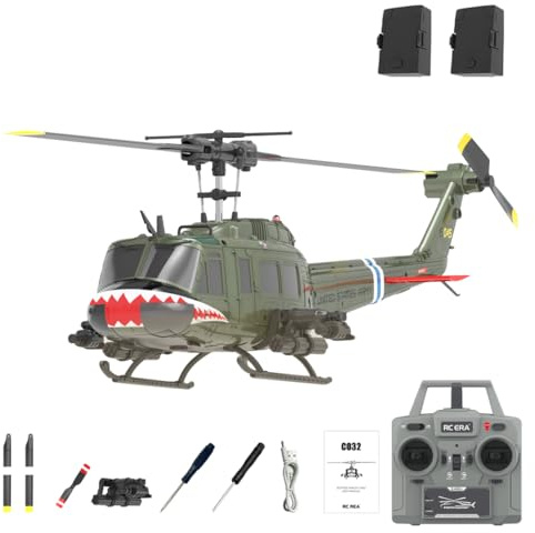 Meiurlex RC ERA C032 RC helikopter, 2,4G 6CH UH-1 Huey fjärrstyrd helikopter, 1/48 skala militär helikopter utomhus flygplan leksak för vuxna nybörjare