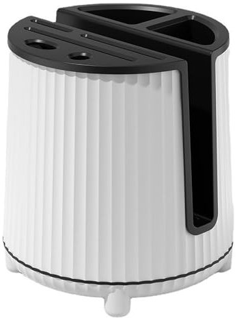 Portacuchillos giratorio, portacuchillos moderno con escurridor, portacuchillos giratorio, ahorra espacio, portacuchillos para cocina, puede guardar palillos, cuchillos, tenedores, etc Black and white