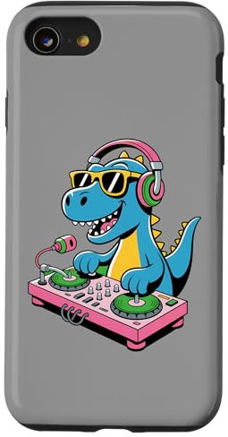 Tocadiscos DJ Dino Funny Music Lover Dinosaur Vibes Carcasa para iPhone SE (2020) / 7 / 8