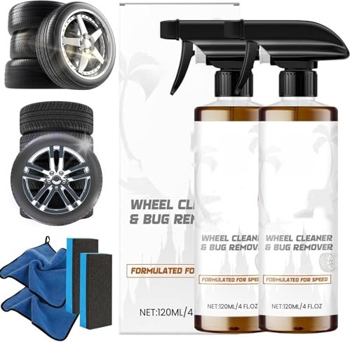 Nicetopu Powerful Wheel and Tire Cleaner Spray, 120ml BrakeBomber Foam for Rims & Tires All-in-One Car Tire Shine Spray & Rim Cleaner, for Various Cars (2)