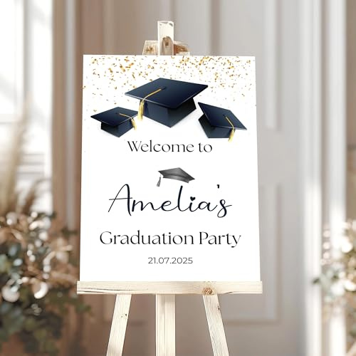 Personalised Graduation Party Welcome Sign Board Class of 2025 Grad Party Decorations Keepsake Gift A1,A2,A3 (Design 3)