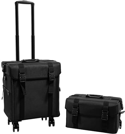 Valise cosmétique 2 en 1 avec 8 tiroirs, valise de tatouage avec roulettes et sac bandoulière amovible Valise cosmétique Valise à roulettes Valise cosmétique Valise à roulettes Valise cosmétique