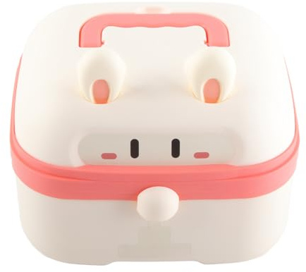 Qudinip Läkarleksaksset för Barn Söt Kanindesign Pedagogisk Medicinsk Simulator för Barn Från 3 år och Uppåt Bärbart Plastfodral (Rosa)