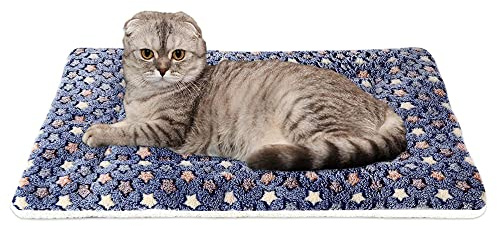 FJWYSANGU Pet Blanket Premium Fluffy Flannel Cushion Soft and Warm Mat for Dogs Cats(Star/Blue,Medium)