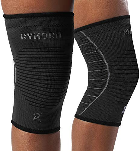 Rymora Knee Supports for Men and Women - Compression Sleeves to Ease Knee Discomfort - Great for Running, Sports & Everyday Wear (Black) (Pair) (Medium) [M]