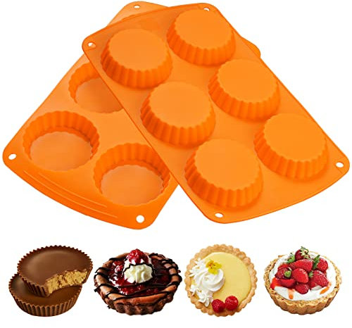 webake Stampo in silicone per crostate e quiche, 2 pezzi, 7,6 cm, per torta, burro di arachidi, stampo rotondo