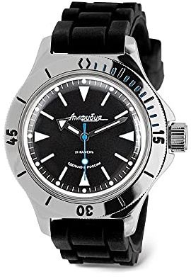 Vostok | Amphibia 120512 Automatik-Armbanduhr mit Selbstaufzug, Schwarzes Kunstharz., Taucher