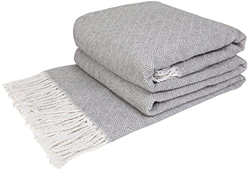 LYHome Bomullsfilt Pläd med Fransar, Filt för Soffa & Säng, 140x200 cm