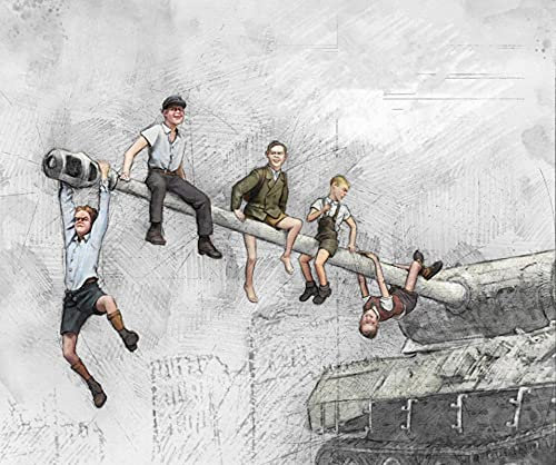 Risjc 1:35 Kinder Resin Soldatenmodell des 2. Weltkrieges (5 Personen) unbemalt und unmontiert Miniaturmodellbausatz/R94127