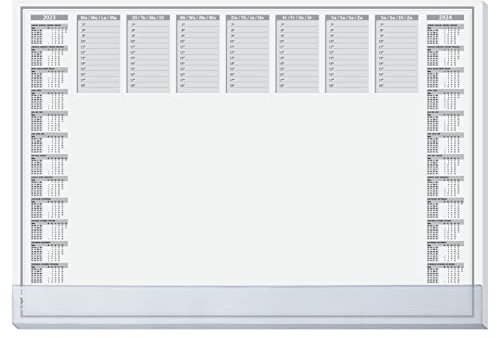 SIGEL HO366 Papier-Schreibtischunterlage, ca. DIN A2, mit transparenter Schutzleiste, 2-Jahres-Kalender 2023 2024, 40 Blatt, Schreibunterlage in nachhaltiger Verpackung