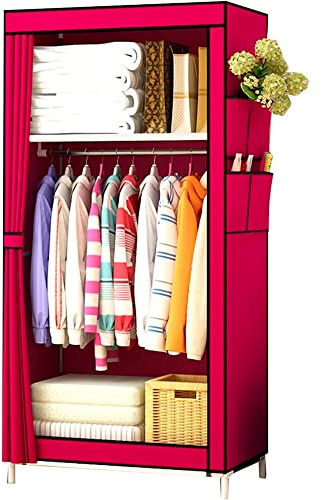 Nyana Home | Armario Vestidor Tela con Bolsillos Laterales | 160x70x45cm (Granate)