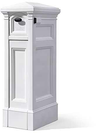 Step2 Atherton Reserve Storage Mailbox & Post, Extra Storage, Weather Resistant, Large Outdoor Mailboxes, Made of Durable Plastic, Easy to Install, Flag Included, Classic White