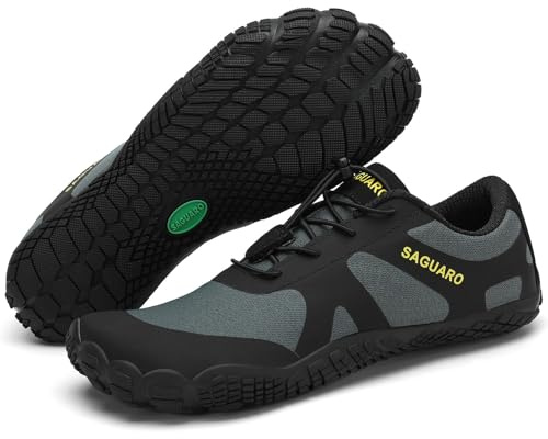 SAGUARO Herr dam barfotaskor vandringsskor traillöparskor minimalistiska utomhus vattensportskor storlek 36–48, Svartgrön, 38 EU