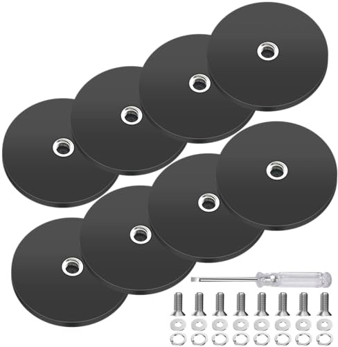 8 magneti al neodimio gommati: Ø 43 mm con filettatura esterna M6, magneti rotondi in gomma con cacciavite, sistemi magnetici con rivestimento in gomma per viti, gancio o occhiello, forza adesiva 10