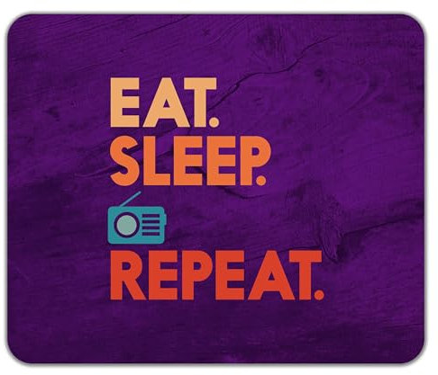 Shopagift Eat Sleep Radio Mouse Mat Pad Broadcasting Broadcast Station 24cm x 19cm