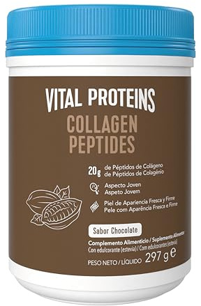 Vital Proteins Péptidos de Colágeno, complemento alimenticio en polvo, colágeno hidrolizado (Tipo I, III), sabor cacao, para la piel, cabello, uñas, sin gluten, 20 g por dosis, 297g
