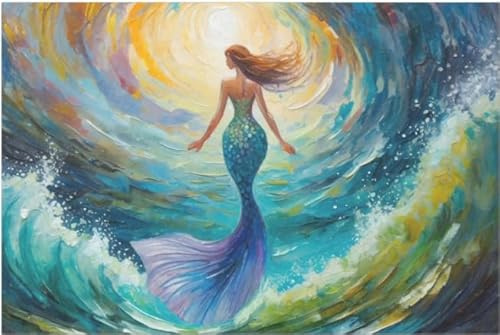 Mermaid in the Mist Large Decoupage Paper, 21 x 29 (For Furniture, large projects)