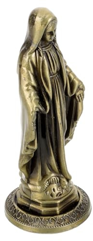 IMIKEYA Statua Vergine Maria Miniatura Vintage in Lega di Zinco Ornamento Religioso Cattolico per la Decorazione della Scrivania e della Casa