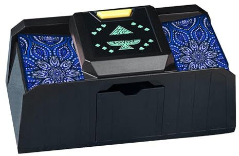 Automatisk kortblandare – design med två däck, konstruktion av ABS | plasthus, driftsystem med lågt ljud, kortskyddsmekanism | 23,2x11x11,5cm 9,13x4,33x4,53 tum För Poker Blackjack Texas Ho