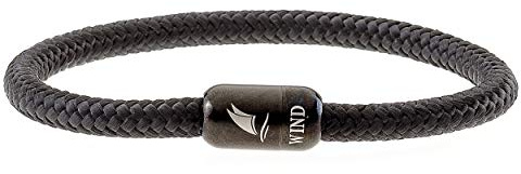 Wind Passion Svart Slitstarkt Unisex Armband med Rostfritt stål Magnetiskt Lås för Herr och Dam, X -Stor Storlek